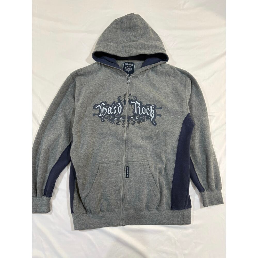 Hard Rock Cafe Gatlinburg Zip Up Hoodie Gray Navy Size XL